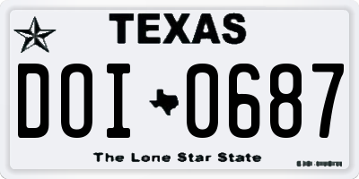 TX license plate DOI0687