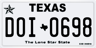 TX license plate DOI0698