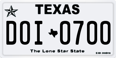 TX license plate DOI0700