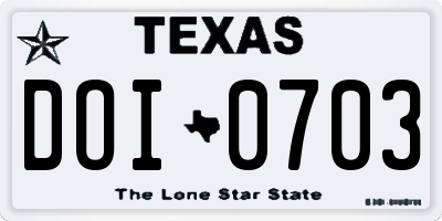 TX license plate DOI0703
