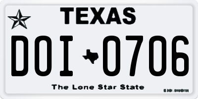 TX license plate DOI0706