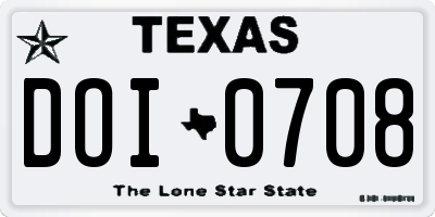 TX license plate DOI0708