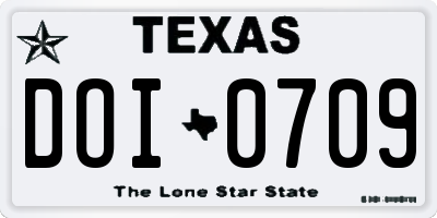 TX license plate DOI0709