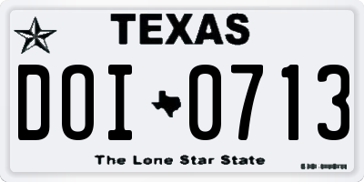 TX license plate DOI0713
