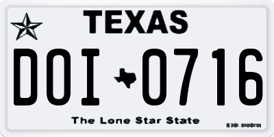 TX license plate DOI0716