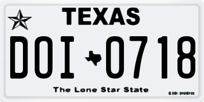 TX license plate DOI0718