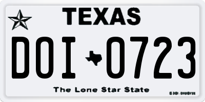 TX license plate DOI0723