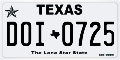 TX license plate DOI0725