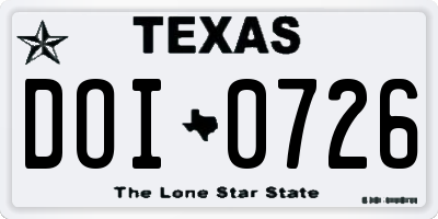 TX license plate DOI0726