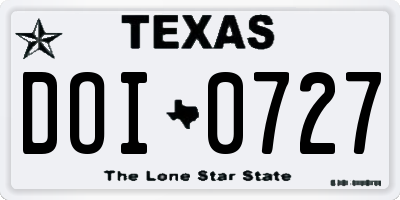 TX license plate DOI0727