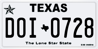 TX license plate DOI0728