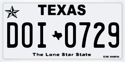 TX license plate DOI0729