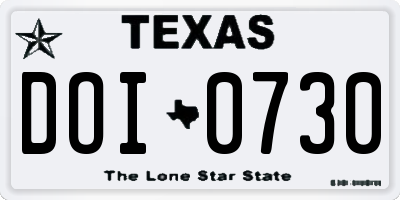 TX license plate DOI0730