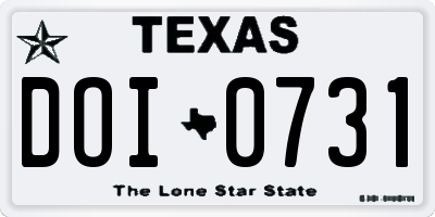 TX license plate DOI0731