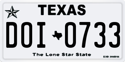 TX license plate DOI0733