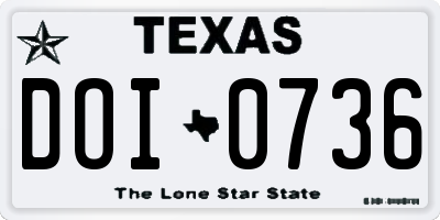 TX license plate DOI0736