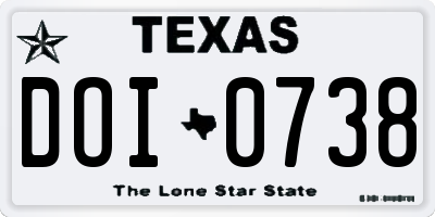 TX license plate DOI0738
