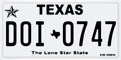 TX license plate DOI0747