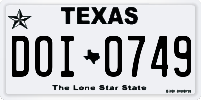 TX license plate DOI0749