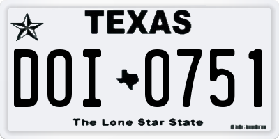 TX license plate DOI0751