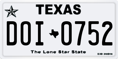 TX license plate DOI0752
