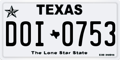 TX license plate DOI0753