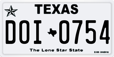TX license plate DOI0754