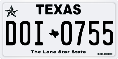 TX license plate DOI0755