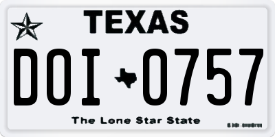 TX license plate DOI0757