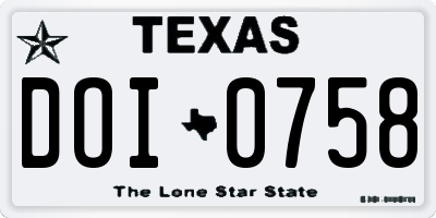 TX license plate DOI0758
