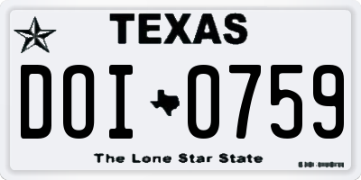 TX license plate DOI0759