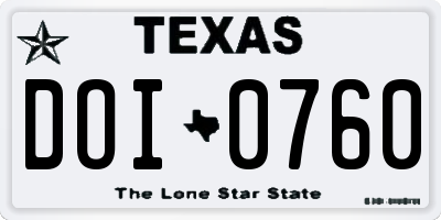 TX license plate DOI0760