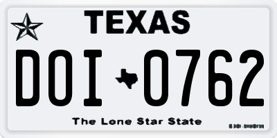 TX license plate DOI0762