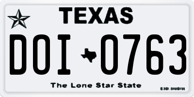 TX license plate DOI0763