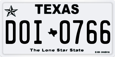 TX license plate DOI0766