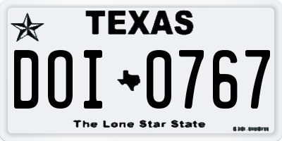 TX license plate DOI0767