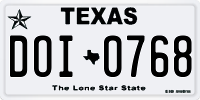 TX license plate DOI0768