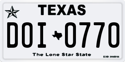TX license plate DOI0770