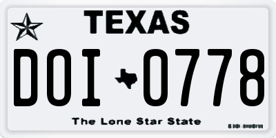 TX license plate DOI0778