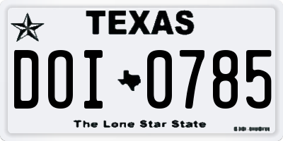TX license plate DOI0785