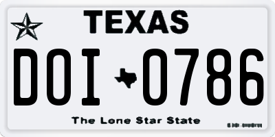 TX license plate DOI0786