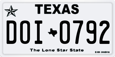 TX license plate DOI0792