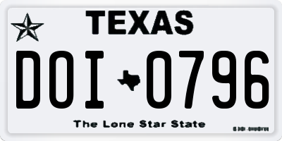 TX license plate DOI0796