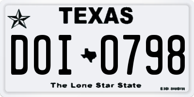 TX license plate DOI0798