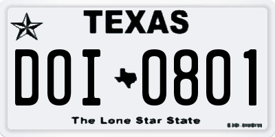 TX license plate DOI0801
