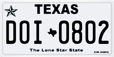 TX license plate DOI0802