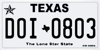 TX license plate DOI0803