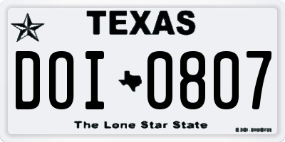 TX license plate DOI0807