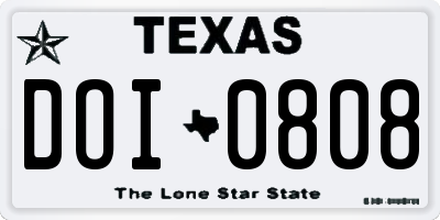 TX license plate DOI0808