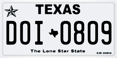 TX license plate DOI0809